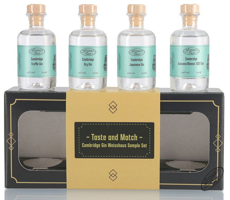 Taste and Match - Cambridge Gin 4 x 0,04l Weisshaus Sample Set Taste and Match - Cambridge Gin 4 x 0,04l Weisshaus Sample Set