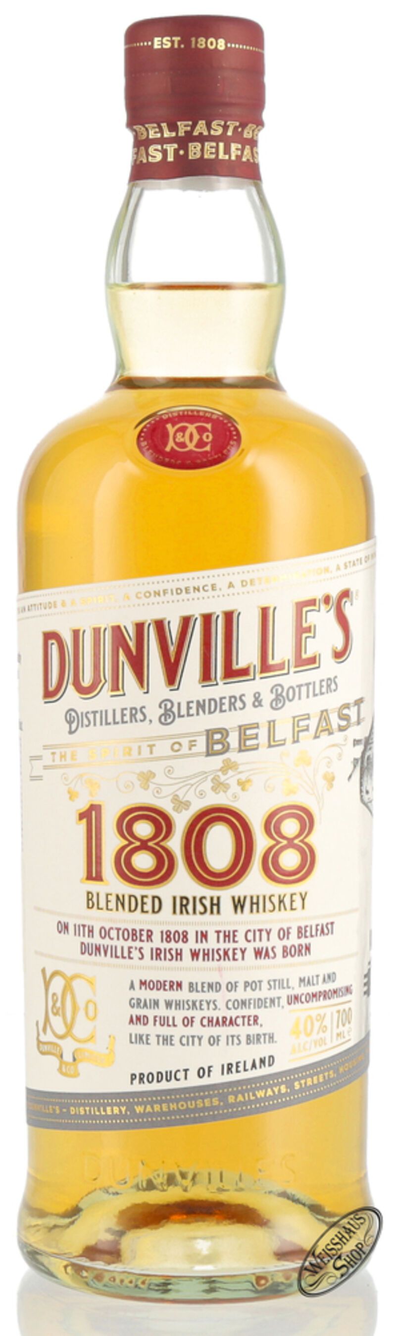 Dunville's 1808 Irish Whiskey 40% vol. 0,70l Dunville's 1808 Irish Whiskey 40% vol. 0,70l