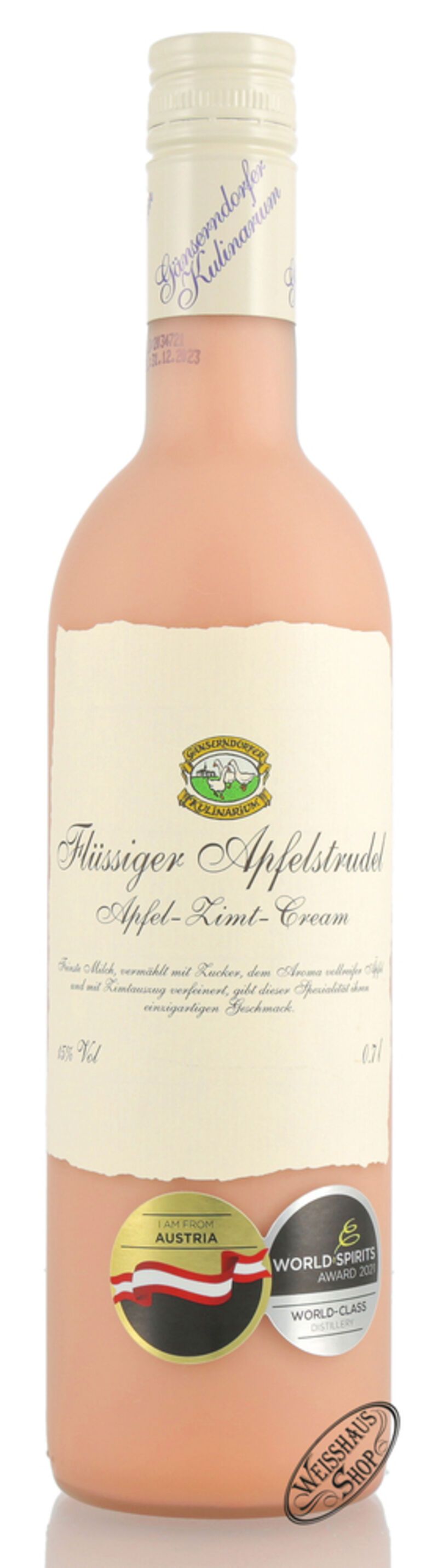 Auersthaler Flüssiger Apfelstrudel Apfel Zimt Cream Likör 15% vol. 0,70l Auersthaler Flüssiger Apfelstrudel Apfel Zimt Cream Likör 15% vol. 0,70l