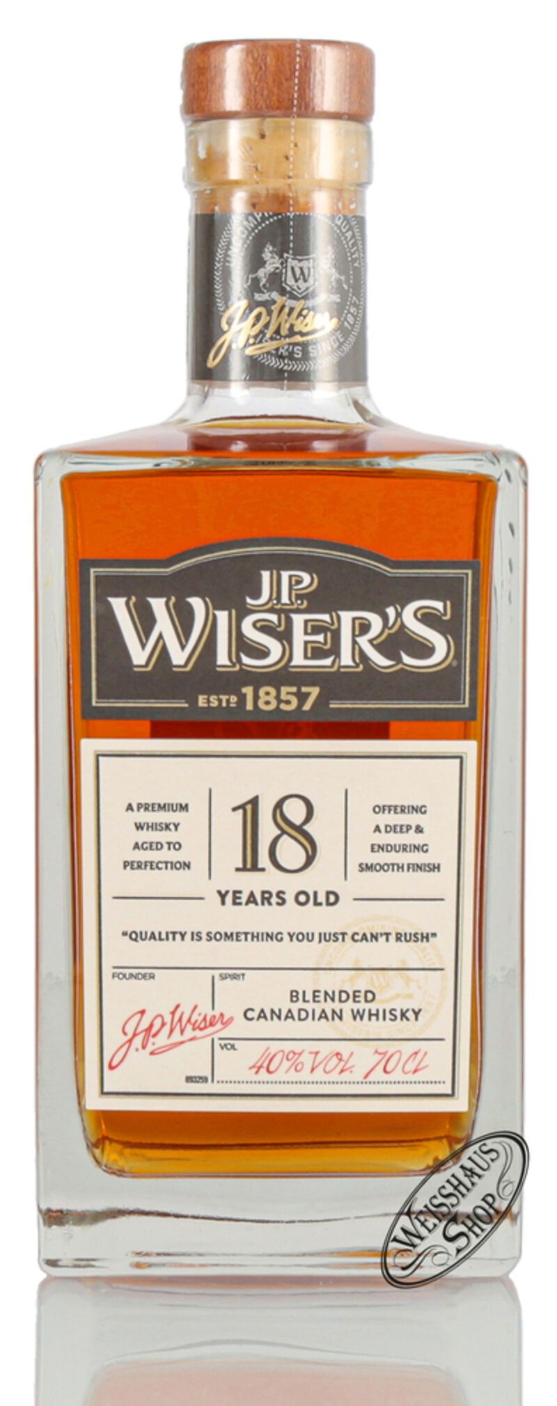 J.P. Wiser's 18 YO Canadian Whisky 40% vol. 0,70l