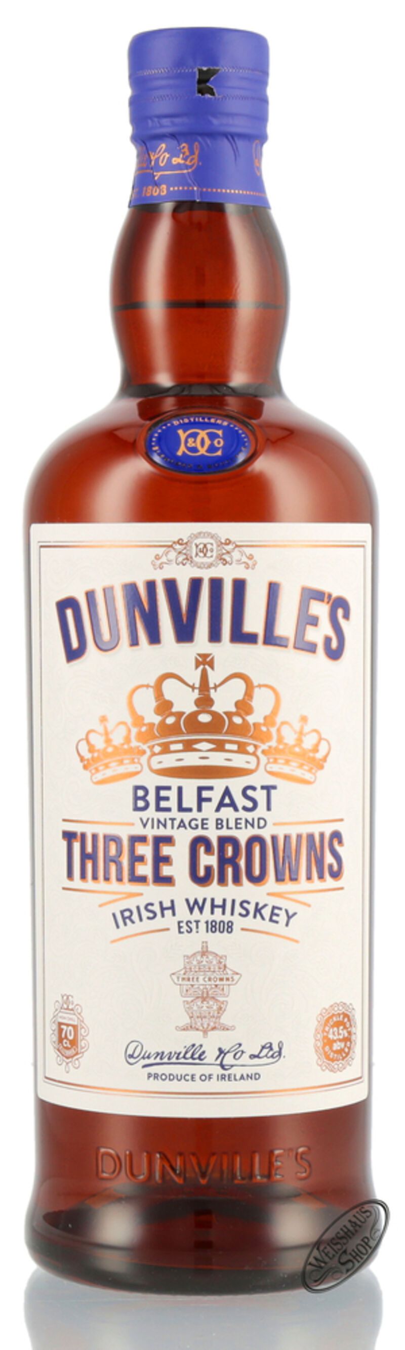 Dunville's Three Crowns Irish Whiskey 43,5% vol. 0,70l