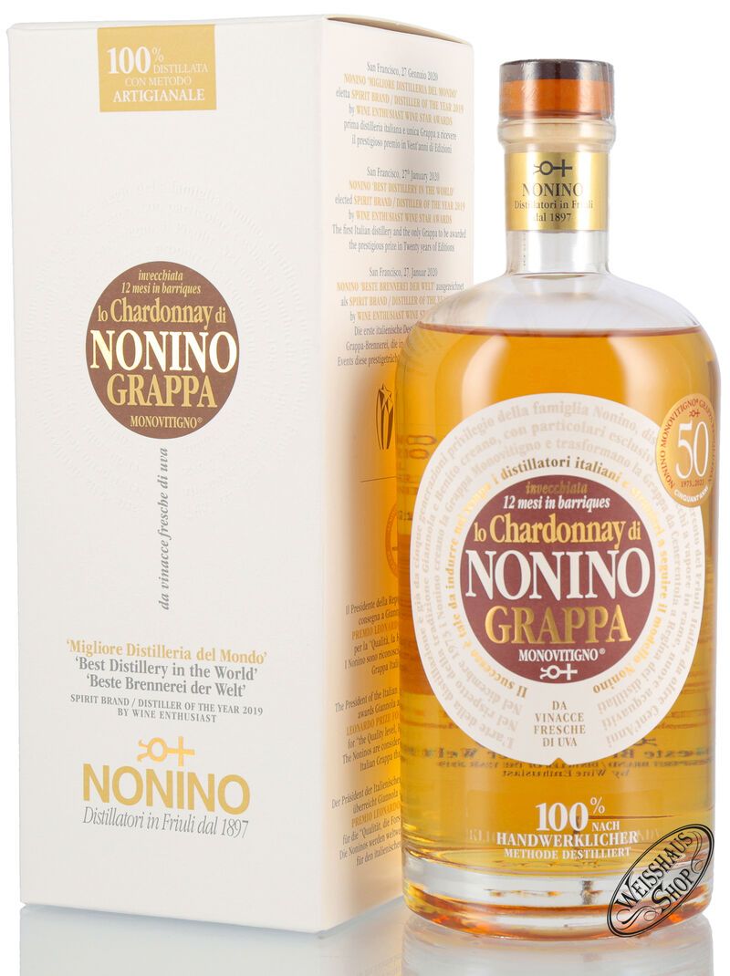 Nonino Grappa Lo Chardonnay Barrique Monovitigno 41% vol. 0,70l Nonino Grappa Lo Chardonnay Barrique Monovitigno 41% vol. 0,70l