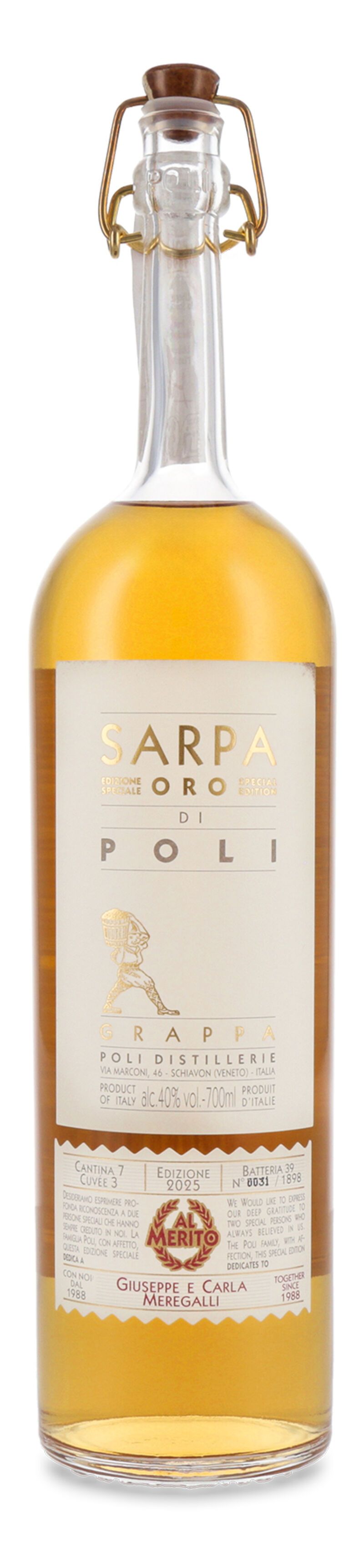 Poli Grappa Sarpa Oro di Barrique in Tubo 40% vol. 0,70l