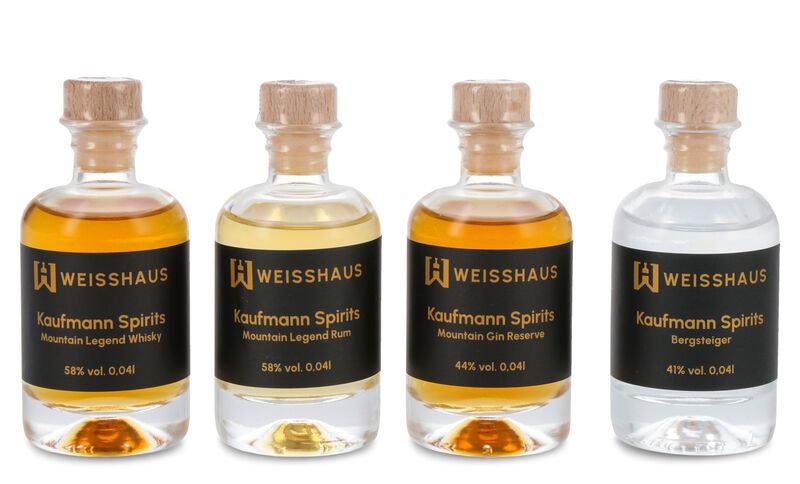 Taste and Match - Die Vielfalt von Kaufmann Spirits 4 x 0,04l Weisshaus Sample Set
