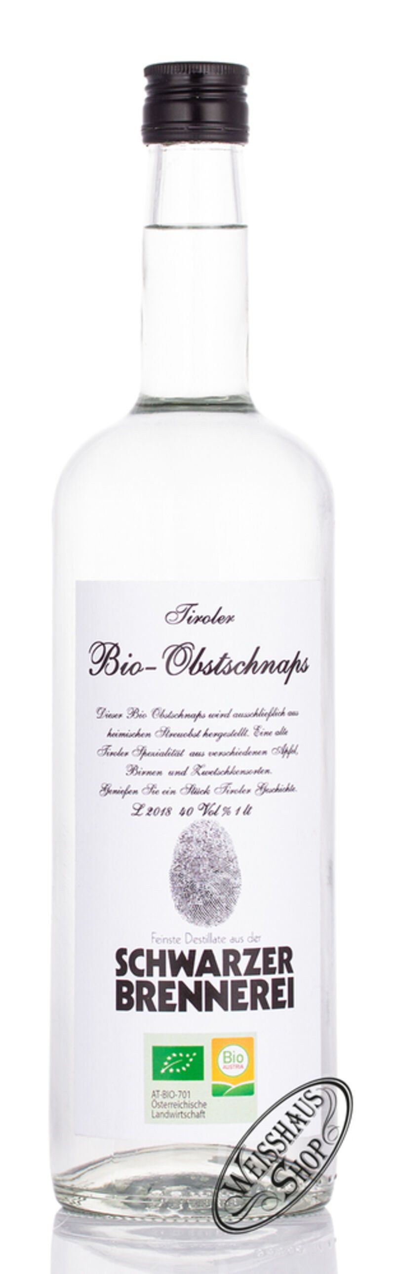 Schwarzer Bio Obst Schnaps 40% vol. 1,0l