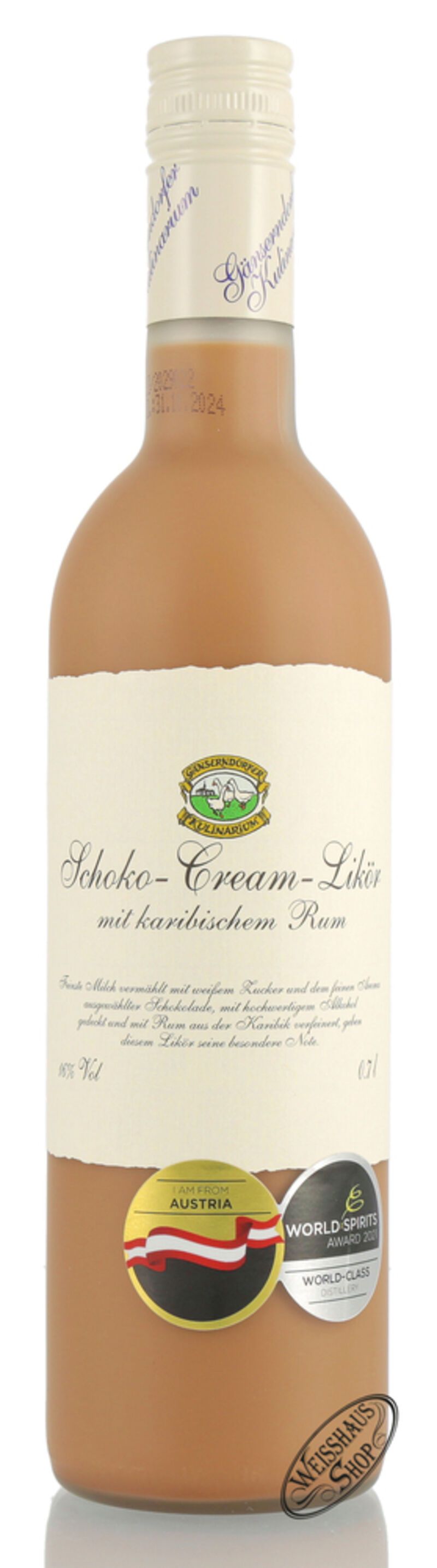 Auersthaler Schoko Cream Likör mit Jamaicarum 16% vol. 0,70l