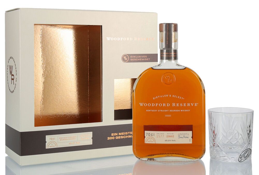 Woodford Reserve Distillers Select Bourbon Whiskey Geschenk-Set 43,2% vol. 0,70l Woodford Reserve Distillers Select Bourbon Whiskey Geschenk-Set 43,2% vol. 0,70l