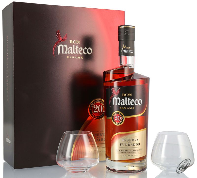 Malteco 20 YO Rum Geschenk-Set 40% vol. 0,70l