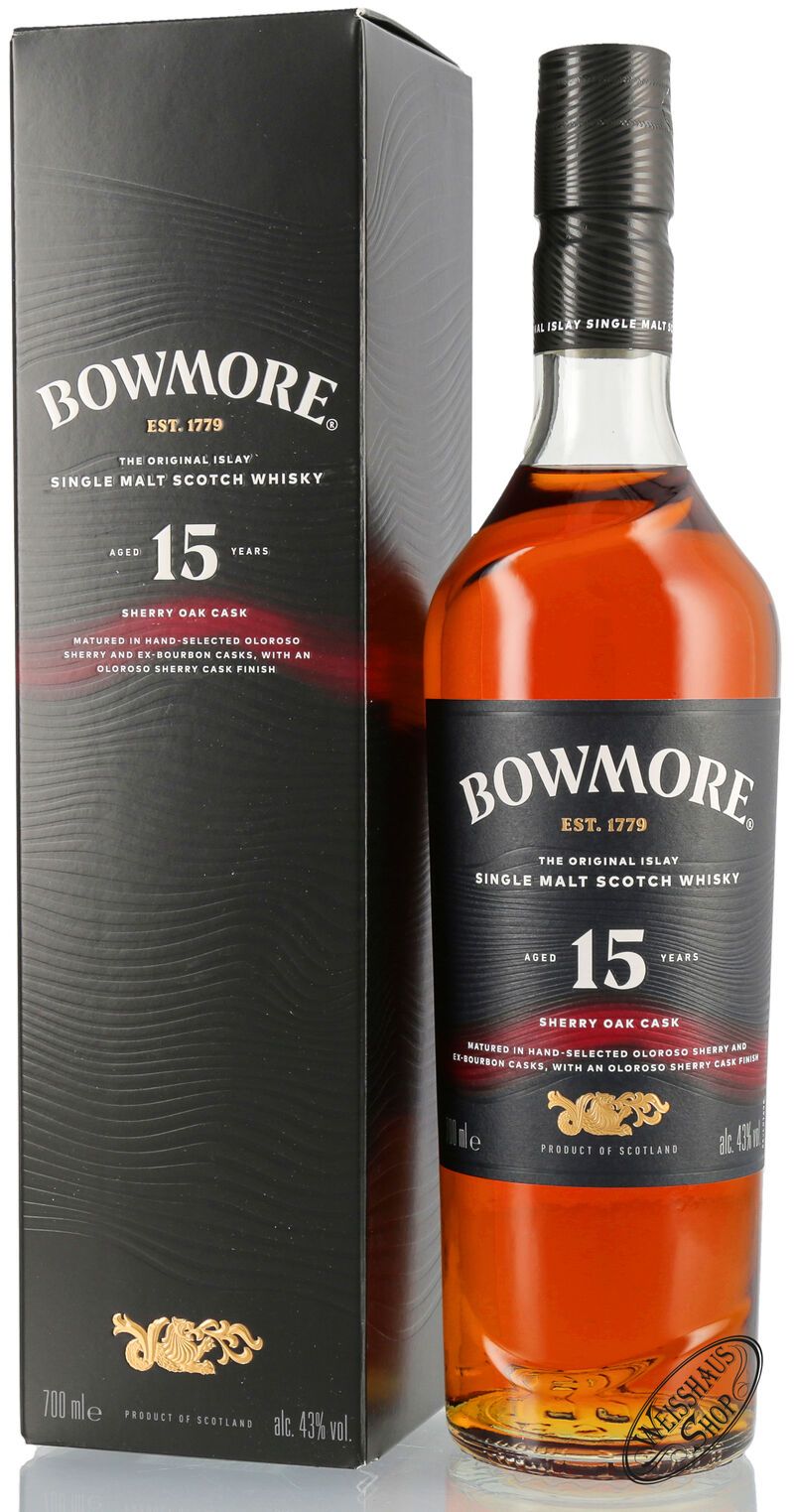 Bowmore 15 YO Sherry Oak Cask Islay Whisky 43% vol. 0,70l Bowmore 15 YO Sherry Oak Cask Islay Whisky 43% vol. 0,70l