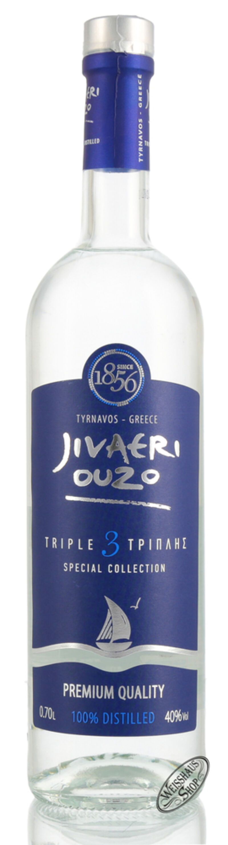 Ouzo Jivaeri Triple Distilled in Geschenk-Dose 40% vol. 0,70l