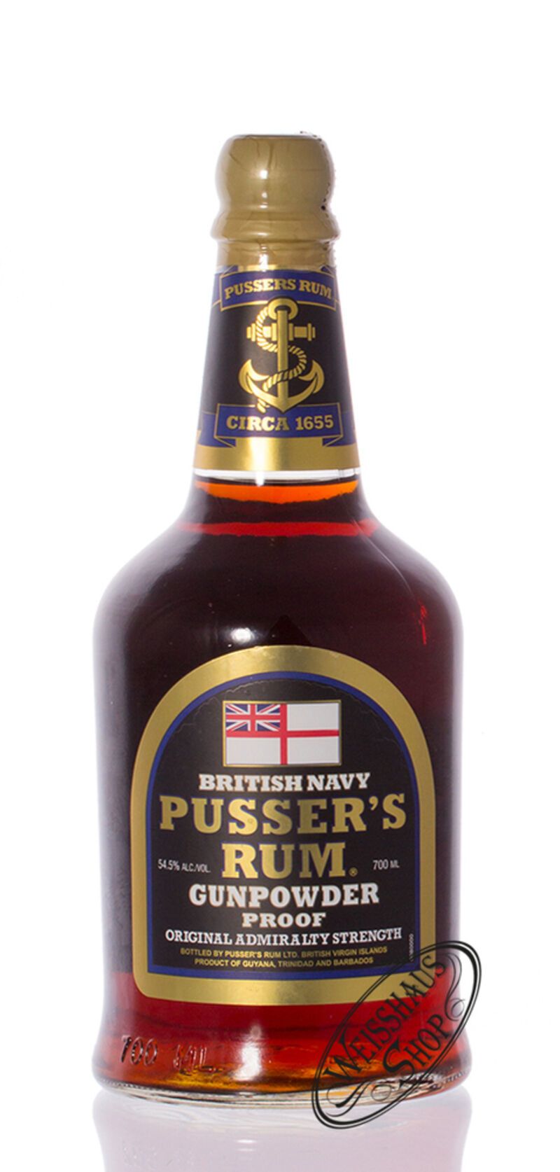 Pusser's Navy Rum Black Label Gunpowder Proof 54,5% vol. 0,70l