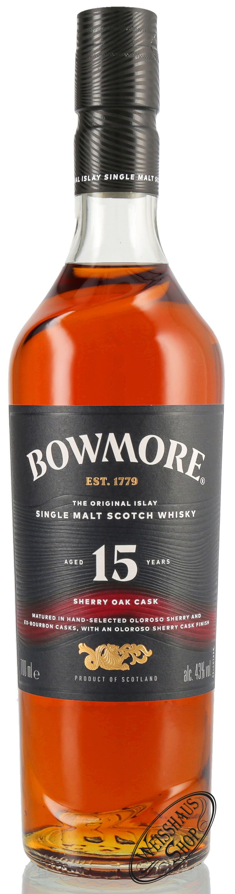 Bowmore 15 YO Sherry Oak Cask Islay Whisky 43% vol. 0,70l