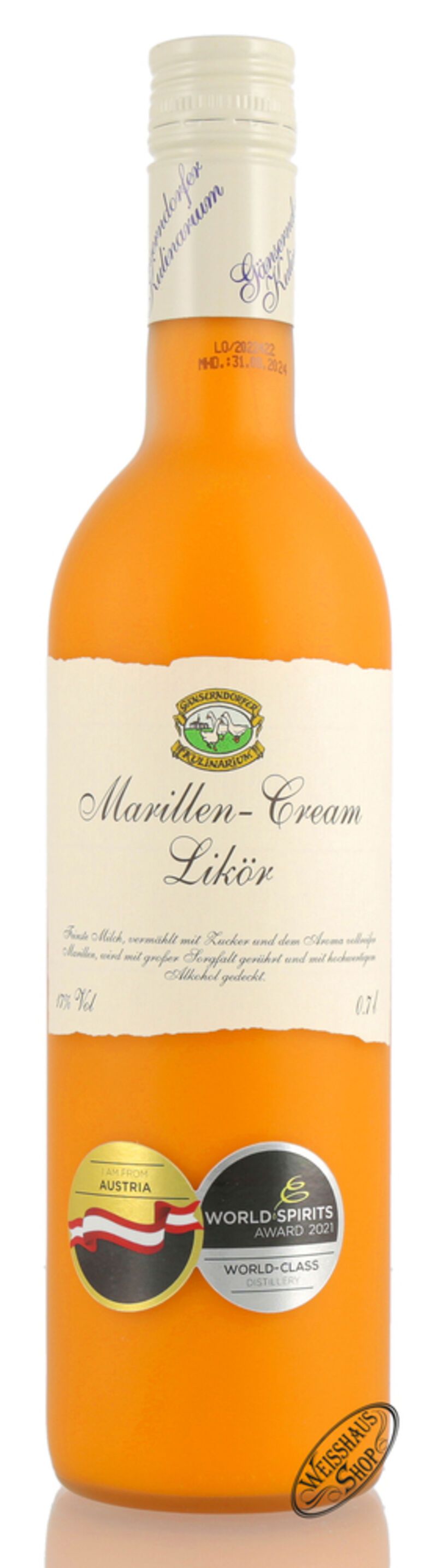 Auersthaler Marillen-Cream Likör 17% vol. 0,70l Auersthaler Marillen-Cream Likör 17% vol. 0,70l