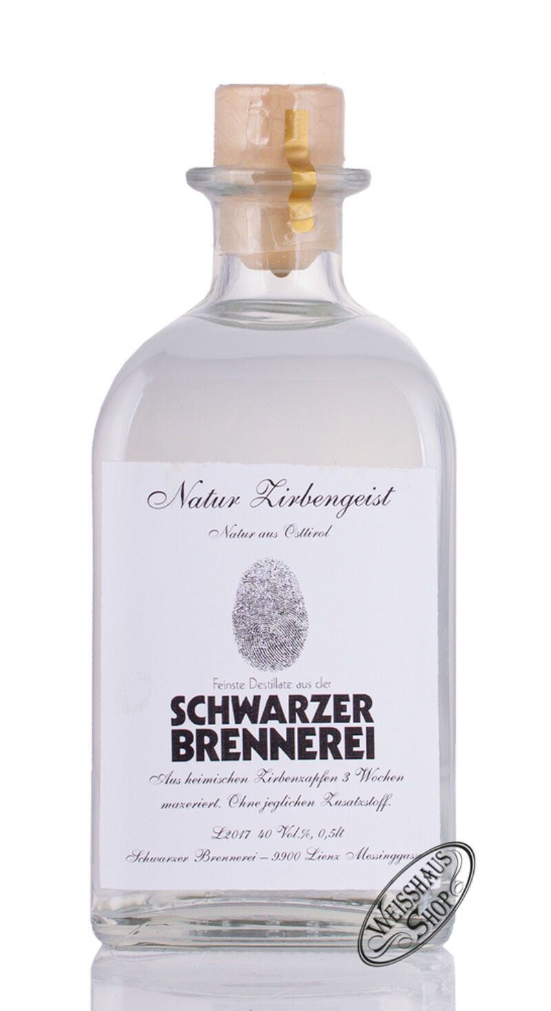 Schwarzer Natur Zirbengeist 40% vol. 0,50l