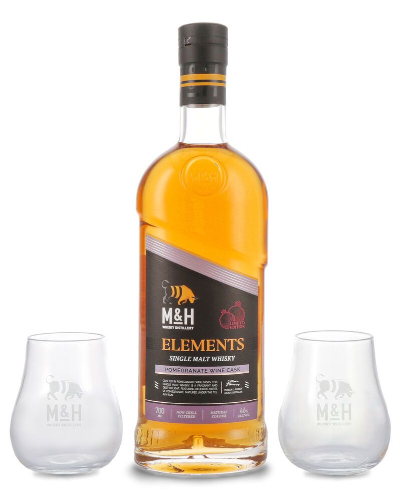 M&H Geschenkbox Elements Pomegranate Wine Cask 46% vol. 0,70l