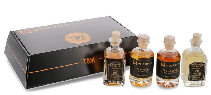 Taste and Match - 12 YO Whisky im Vergleich 4 x 0,04l Weisshaus Sample Set
