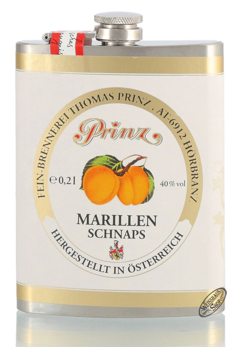 Prinz Marillenschnaps 40% vol. 0,20l Edelstahl Flachmann