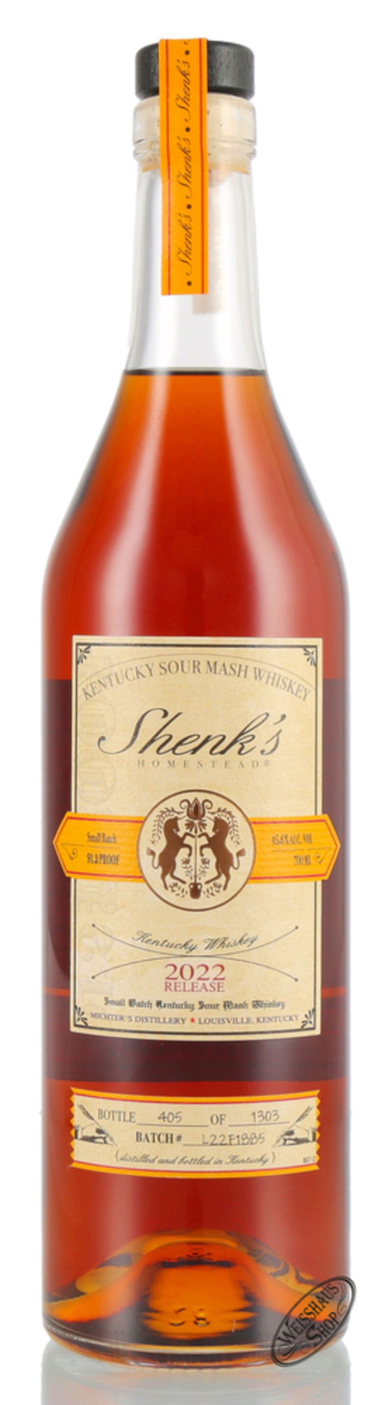 Shenk's Homestead Kentucky Sour Mash 2022 Release Whiskey 45,6% vol. 0,70l