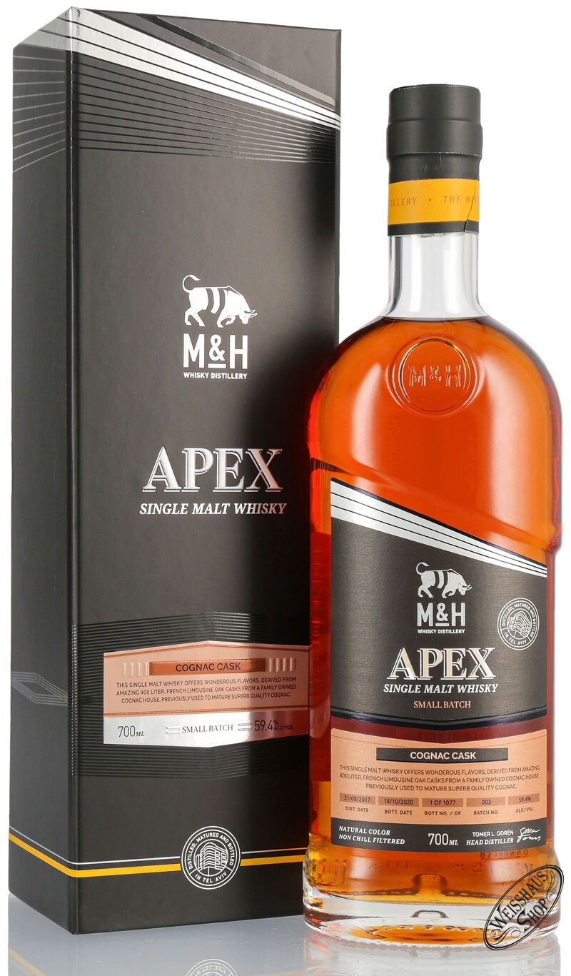 M&H APEX Cognac Cask Finish Whisky 59,4% vol. 0,70l M&H APEX Cognac Cask Finish Whisky 59,4% vol. 0,70l