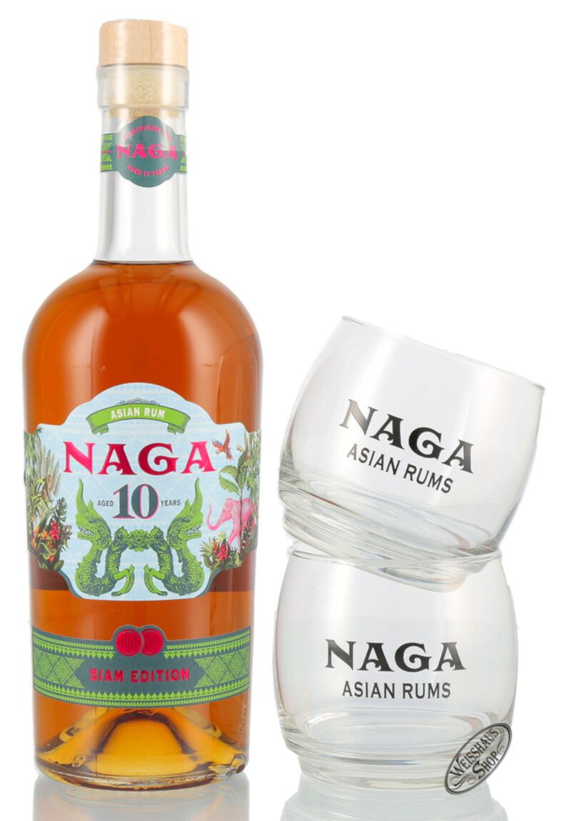 Naga 10 YO Siam Limited Edition Indochinese Rum Geschenk-Set 40% vol. 0,70l