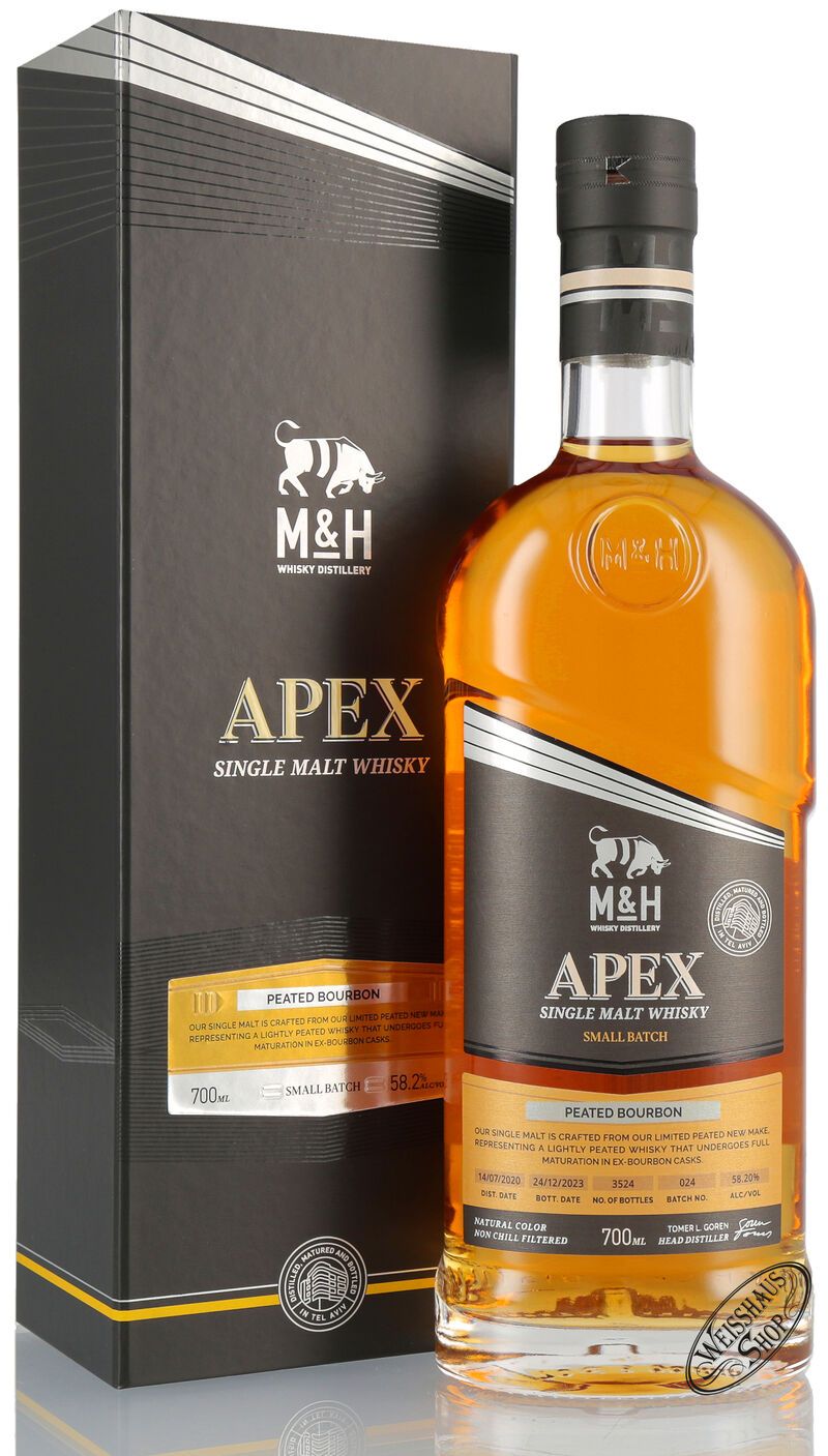 M&H APEX Peated Bourbon Cask Whisky 58,2% vol. 0,70l M&H APEX Peated Bourbon Cask Whisky 58,2% vol. 0,70l