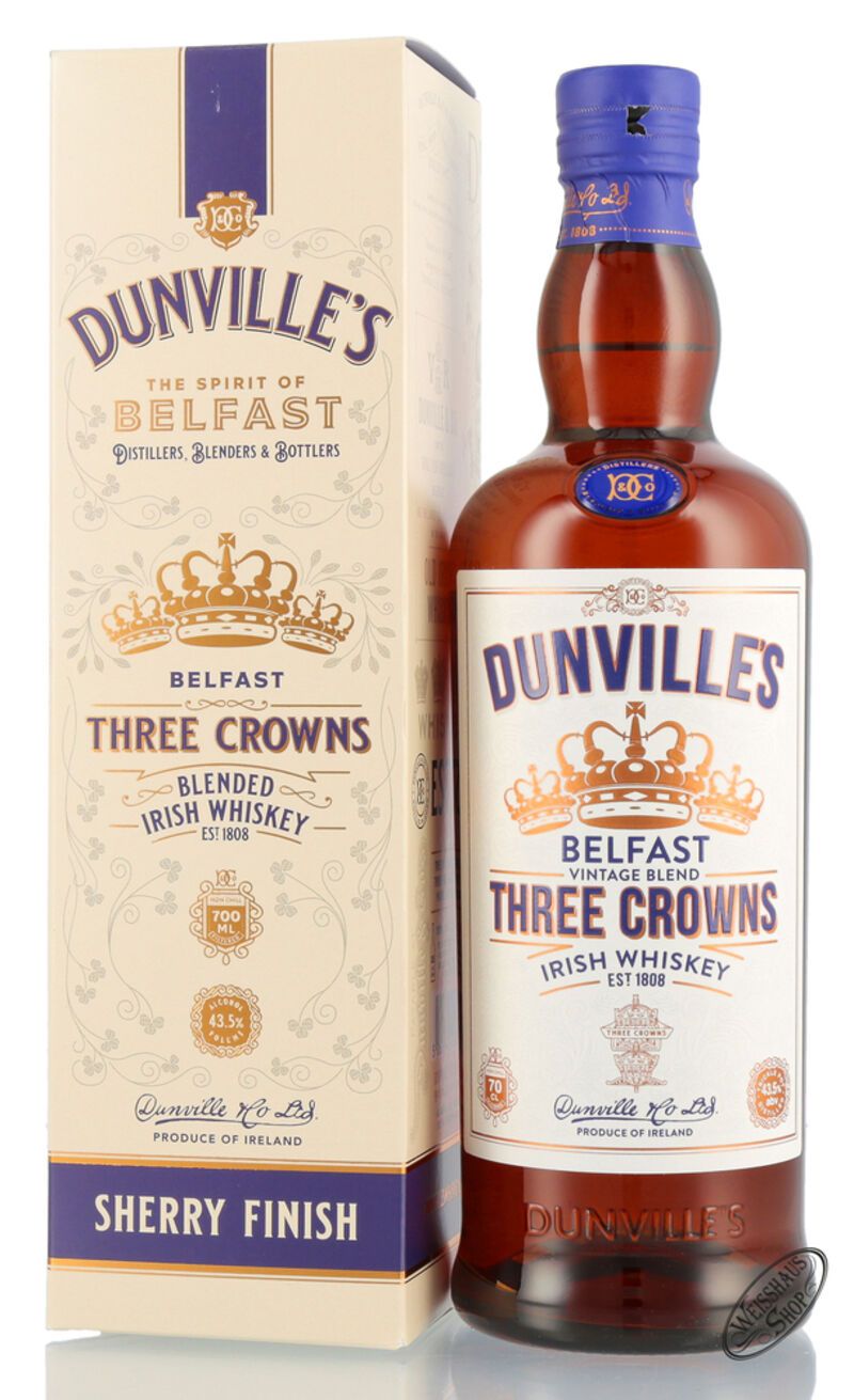 Dunville's Three Crowns Irish Whiskey 43,5% vol. 0,70l Dunville's Three Crowns Irish Whiskey 43,5% vol. 0,70l