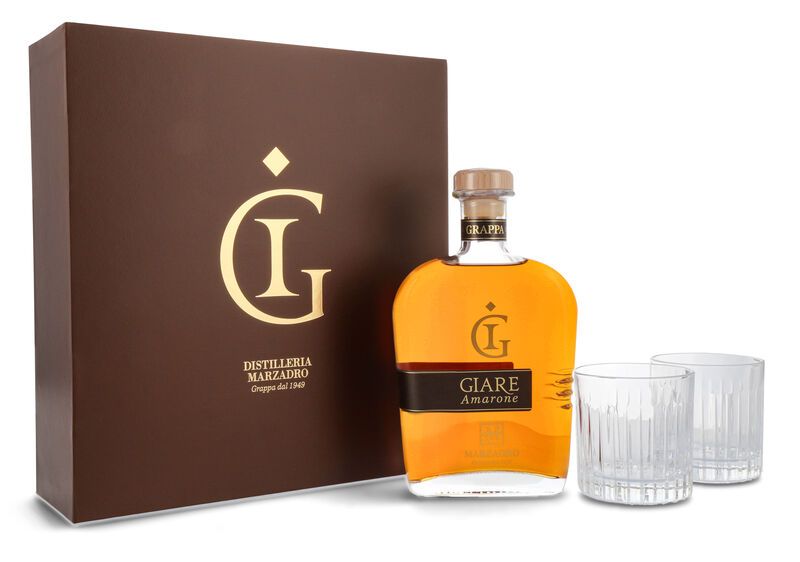 Marzadro Grappa Le Giare Amarone Geschenk-Set 41% vol. 0,70l