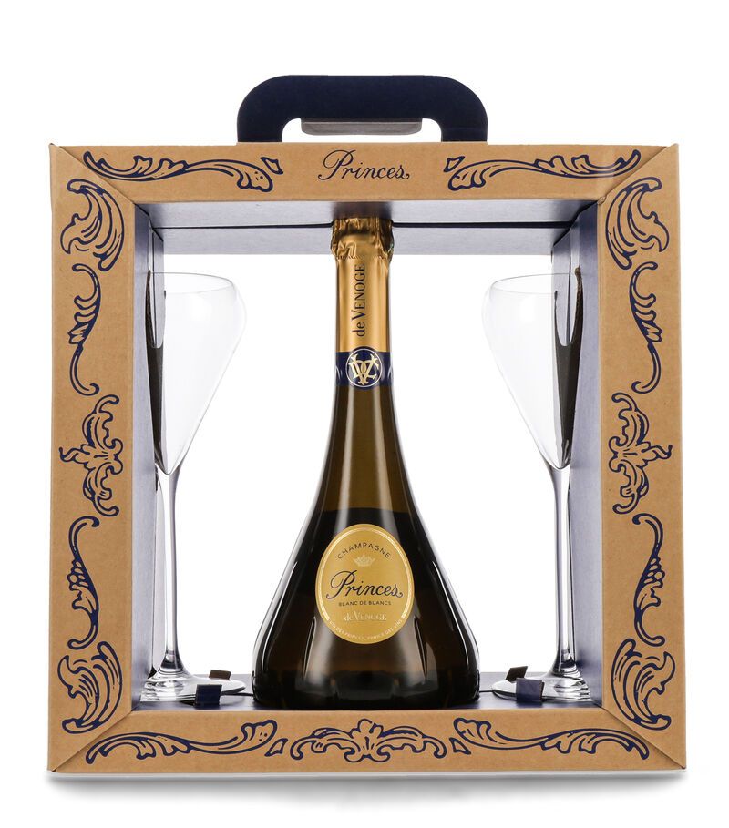 De Venoge Princes Champagner Blanc de Blancs 12% vol. 0,75l Geschenk-Set