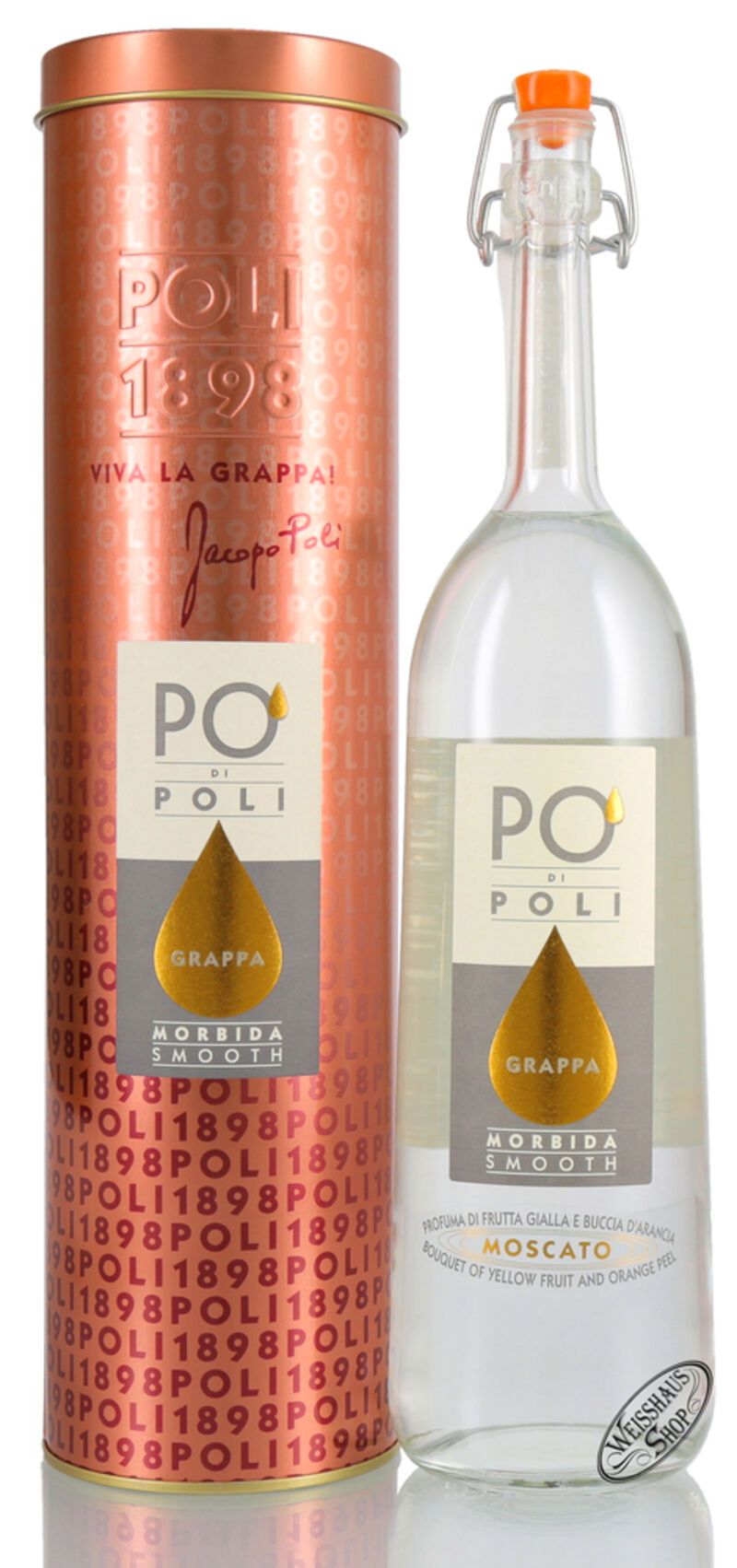 Poli Grappa Moscato Morbida in Tubo 40% vol. 0,70l