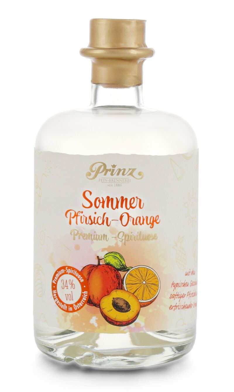 Prinz Sommer Pfirsich-Orangen Schnaps 34% vol. 0,50l Prinz Sommer Pfirsich-Orangen Schnaps 34% vol. 0,50l