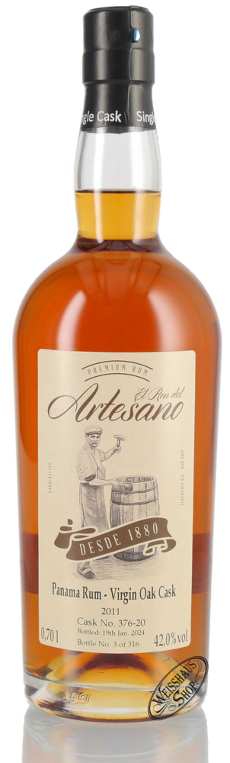 El Ron del Artesano 2011 Virgin Oak Cask 42% vol. 0,70l El Ron del Artesano 2011 Virgin Oak Cask 42% vol. 0,70l