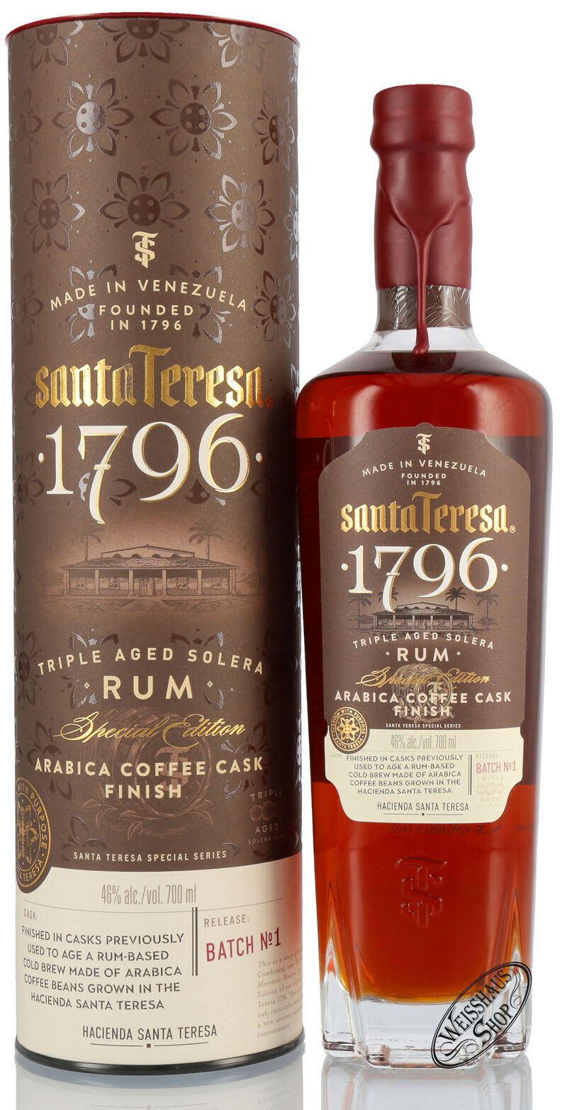 Santa Teresa 1796 Arabica Coffee Cask Finish Rum 46% vol. 0,70l Santa Teresa 1796 Arabica Coffee Cask Finish Rum 46% vol. 0,70l