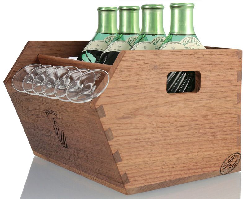 Rochelt Servierladen für 4 Flaschen 0,35l und 6 Gläser - Edelholz Nuss Rochelt Servierladen für 4 Flaschen 0,35l und 6 Gläser - Edelholz Nuss