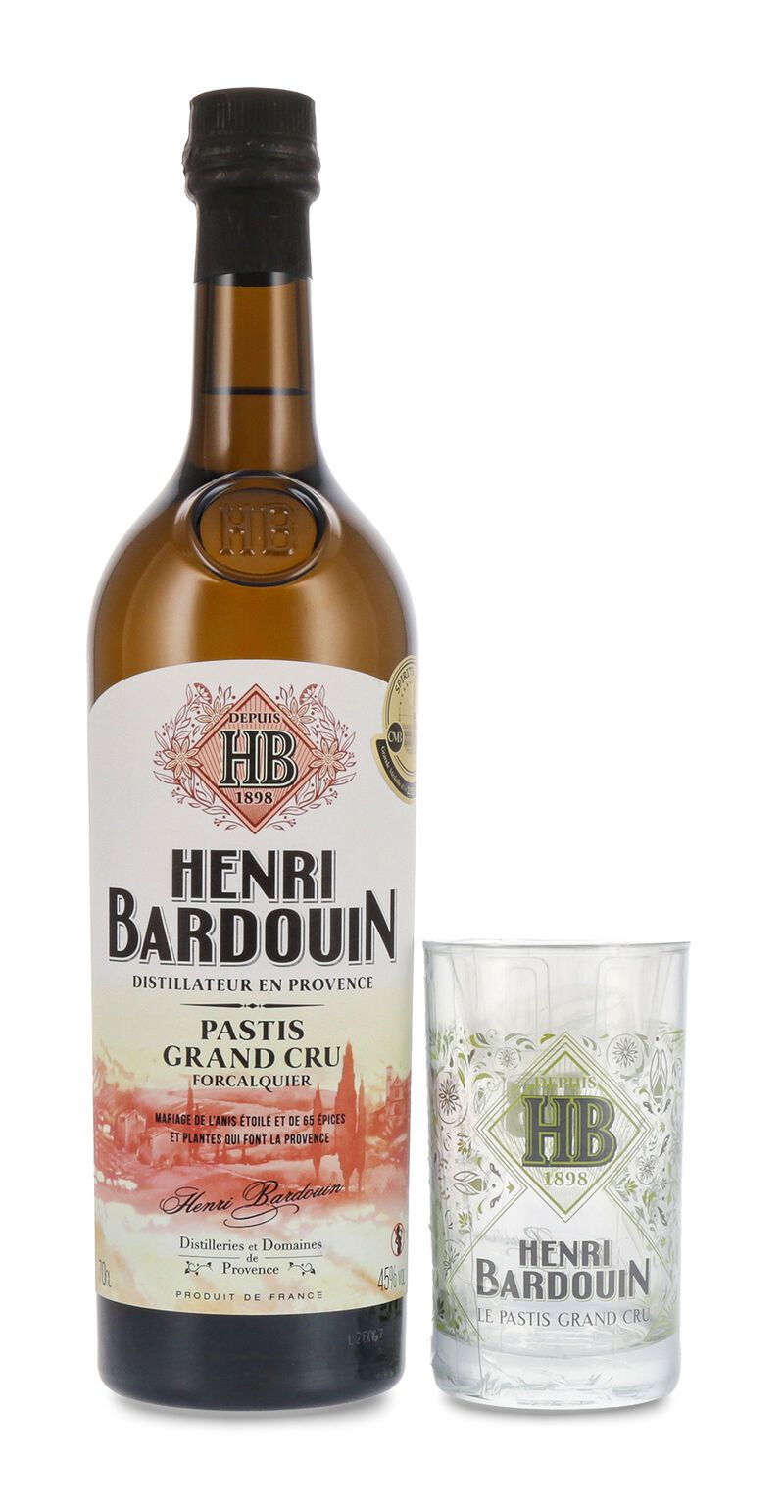 Henri Bardouin Pastis Geschenk-Set mit einem Glas 45% vol. 0,70l